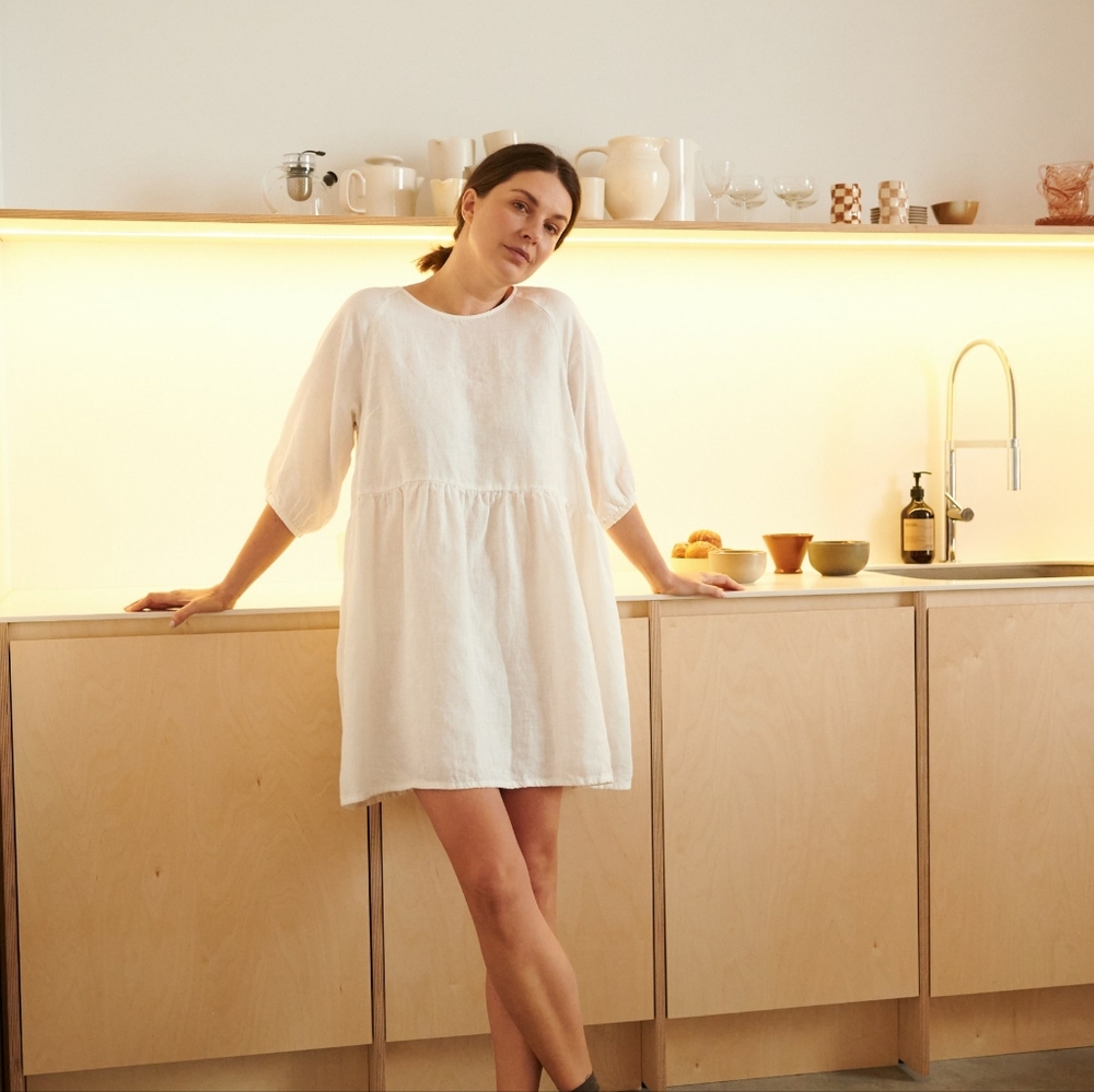 NWOT Linenfox Beth Dress Milky White 100% Linen XS Etsy